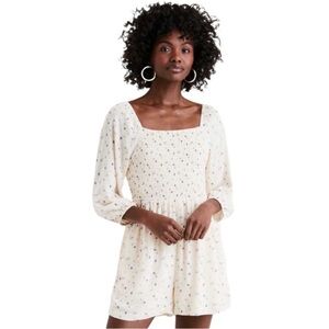 American Eagle Outfitters Smocked Cream Floral Romper
